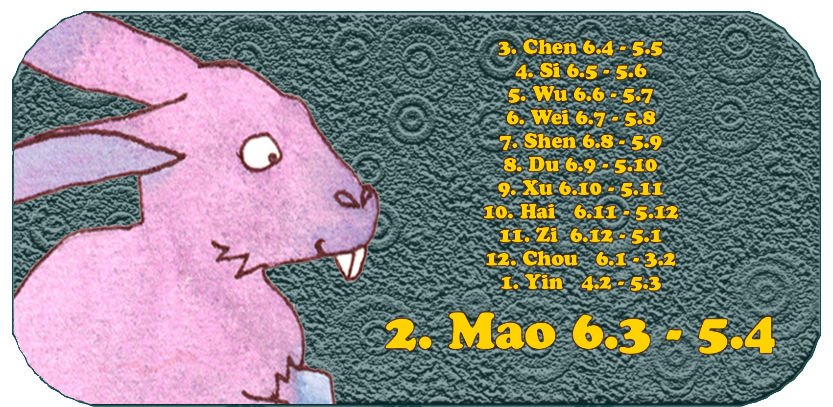 Zodiaque chinois | Les douze animaux chinois | Lièvre, janvier, mois 2 Mao