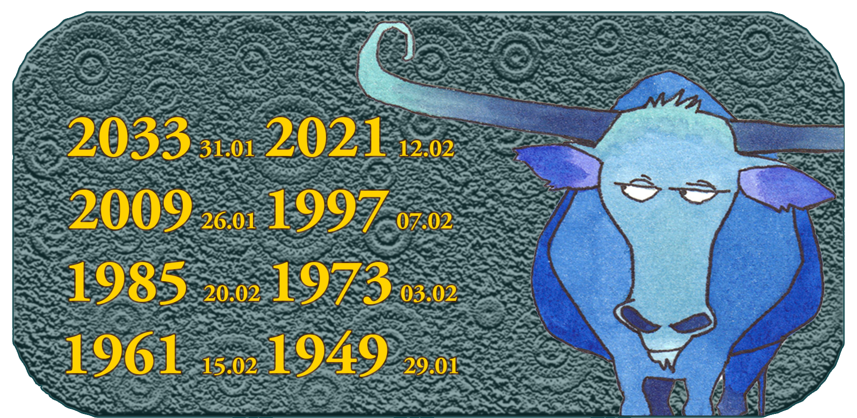 Année des animaux du zodiaque chinois | Les douze animaux chinois | Animal n° 2 Taureau